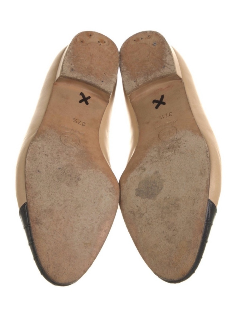 Vintage CHANEL Two-Tone Leather Ballet Flat - Black & Beige - Picture 5 of 5